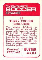 1971-72 IPC Magazines My Favourite Soccer Stars (Buster and Jet) #12 Terry Cooper Back