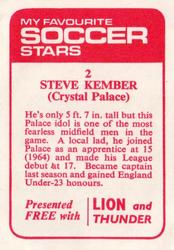 1971-72 IPC Magazines My Favorite Soccer Stars (Lion and Thunder) #2 Steve Kember Back
