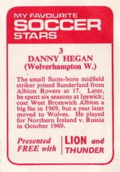 1971-72 IPC Magazines My Favorite Soccer Stars (Lion and Thunder) #3 Danny Hegan Back