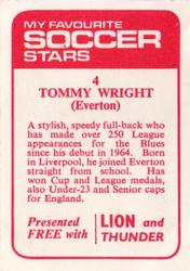 1971-72 IPC Magazines My Favorite Soccer Stars (Lion and Thunder) #4 Tommy Wright Back