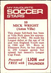1971-72 IPC Magazines My Favorite Soccer Stars (Lion and Thunder) #10 Mick Wright Back