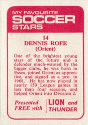 1971-72 IPC Magazines My Favorite Soccer Stars (Lion and Thunder) #14 Dennis Rofe Back