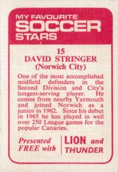 1971-72 IPC Magazines My Favorite Soccer Stars (Lion and Thunder) #15 David Stringer Back