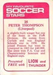 1971-72 IPC Magazines My Favorite Soccer Stars (Lion and Thunder) #25 Peter Thompson Back