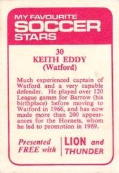 1971-72 IPC Magazines My Favorite Soccer Stars (Lion and Thunder) #30 Keith Eddy Back