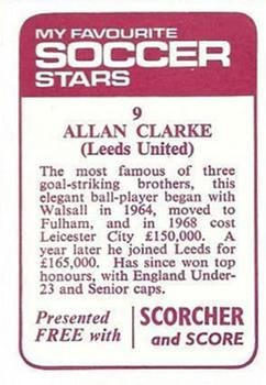 1971-72 IPC Magazines My Favorite Soccer Stars (Scorcher and Score) #9 Allan Clarke Back