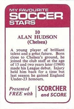 1971-72 IPC Magazines My Favorite Soccer Stars (Scorcher and Score) #10 Alan Hudson Back