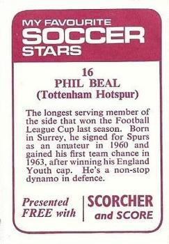 1971-72 IPC Magazines My Favorite Soccer Stars (Scorcher and Score) #16 Phil Beal Back