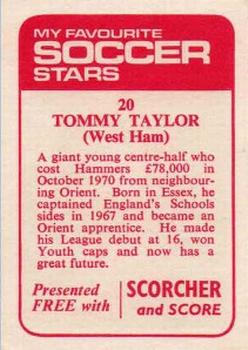 1971-72 IPC Magazines My Favorite Soccer Stars (Scorcher and Score) #20 Tommy Taylor Back