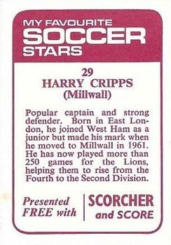 1971-72 IPC Magazines My Favorite Soccer Stars (Scorcher and Score) #29 Harry Cripps Back