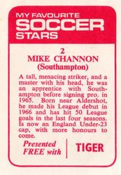 1971-72 IPC Magazines My Favorite Soccer Stars (Tiger) #2 Mike Channon Back