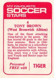 1971-72 IPC Magazines My Favorite Soccer Stars (Tiger) #4 Tony Brown Back