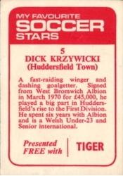 1971-72 IPC Magazines My Favorite Soccer Stars (Tiger) #5 Dick Krzywicki Back