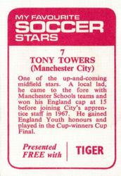 1971-72 IPC Magazines My Favorite Soccer Stars (Tiger) #7 Tony Towers Back