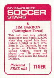 1971-72 IPC Magazines My Favorite Soccer Stars (Tiger) #8 Jim Barron Back