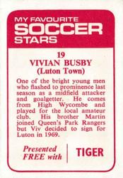 1971-72 IPC Magazines My Favorite Soccer Stars (Tiger) #19 Viv Busby Back
