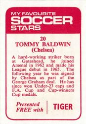 1971-72 IPC Magazines My Favorite Soccer Stars (Tiger) #20 Tommy Baldwin Back