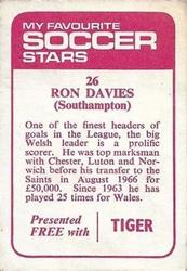 1971-72 IPC Magazines My Favorite Soccer Stars (Tiger) #26 Ron Davies Back