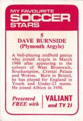 1971-72 IPC Magazines My Favorite Soccer Stars (Valiant and TV 21) #5 David Burnside Back
