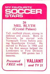 1971-72 IPC Magazines My Favorite Soccer Stars (Valiant and TV 21) #26 Mel Blyth Back