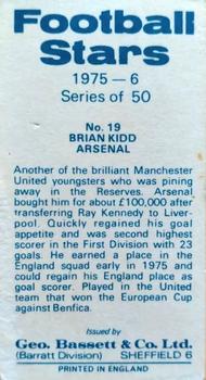 1975-76 Bassett & Co. Football Stars #19 Brian Kidd Back