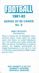 1981-82 Bassett & Co. Football #6 Mick Channon Back