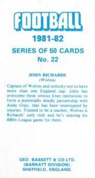 1981-82 Bassett & Co. Football #22 John Richards Back