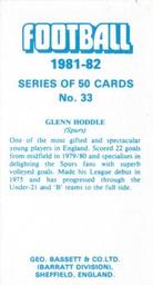 1981-82 Bassett & Co. Football #33 Glenn Hoddle Back