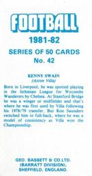 1981-82 Bassett & Co. Football #42 Kenny Swain Back