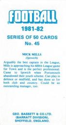 1981-82 Bassett & Co. Football #45 Mick Mills Back