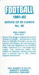 1981-82 Bassett & Co. Football #46 Phil Parkes Back