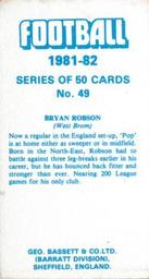 1981-82 Bassett & Co. Football #49 Bryan Robson Back