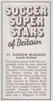 1975-76 IPC Magazines Soccer Super Stars of Britain #11 Gordon McQueen Back