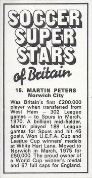 1975-76 IPC Magazines Soccer Super Stars of Britain #15 Martin Peters Back