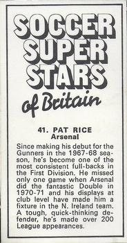 1975-76 IPC Magazines Soccer Super Stars of Britain #41 Pat Rice Back