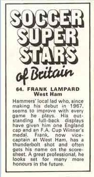 1975-76 IPC Magazines Soccer Super Stars of Britain #64 Frank Lampard Back