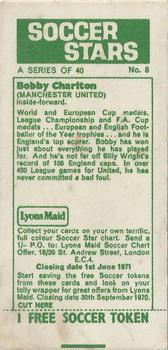 1970-71 Lyons Maid Soccer Stars #8 Bobby Charlton Back