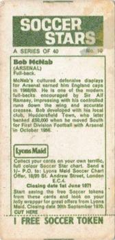 1970-71 Lyons Maid Soccer Stars #10 Bob McNab Back