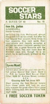 1970-71 Lyons Maid Soccer Stars #15 Ian St. John Back