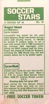 1970-71 Lyons Maid Soccer Stars #18 Roger Hunt Back