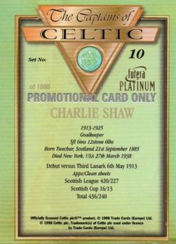 1998 Futera Platinum The Captains of Celtic - Promo Set #10 Charlie Shaw Back