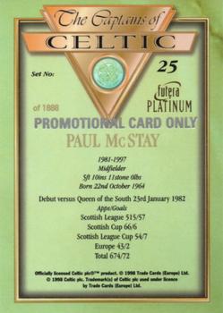 1998 Futera Platinum The Captains of Celtic - Promo Set #25 Paul McStay Back