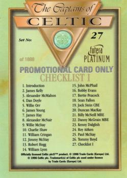 1998 Futera Platinum The Captains of Celtic - Promo Set #27 Checklist I Back