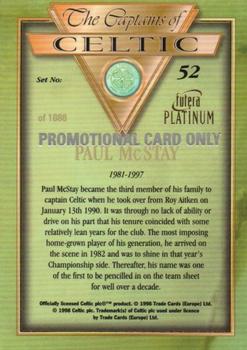 1998 Futera Platinum The Captains of Celtic - Promo Set #52 Paul McStay Back