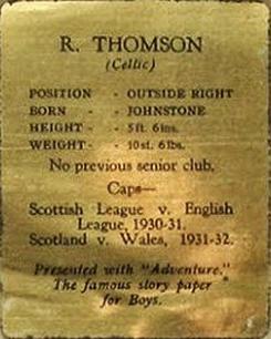 1932 D.C. Thomson Star Footballers (Scottish) #NNO Bertie Thomson Back