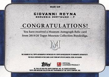 2019-20 Topps Museum Collection Bundesliga - Museum Autograph Relics Gold #MAR-GR Giovanni Reyna Back