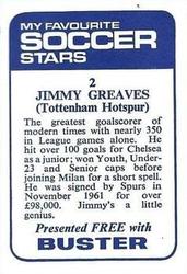 1969-70 IPC Magazines My Favorite Soccer Stars (Buster) #2 Jimmy Greaves Back