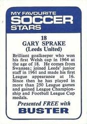 1969-70 IPC Magazines My Favorite Soccer Stars (Buster) #18 Gary Sprake Back