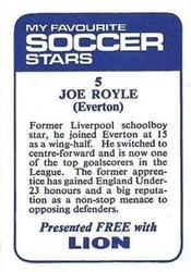 1969-70 IPC Magazines My Favorite Soccer Stars (Lion) #5 Joe Royle Back