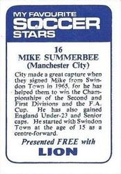 1969-70 IPC Magazines My Favorite Soccer Stars (Lion) #16 Mike Summerbee Back